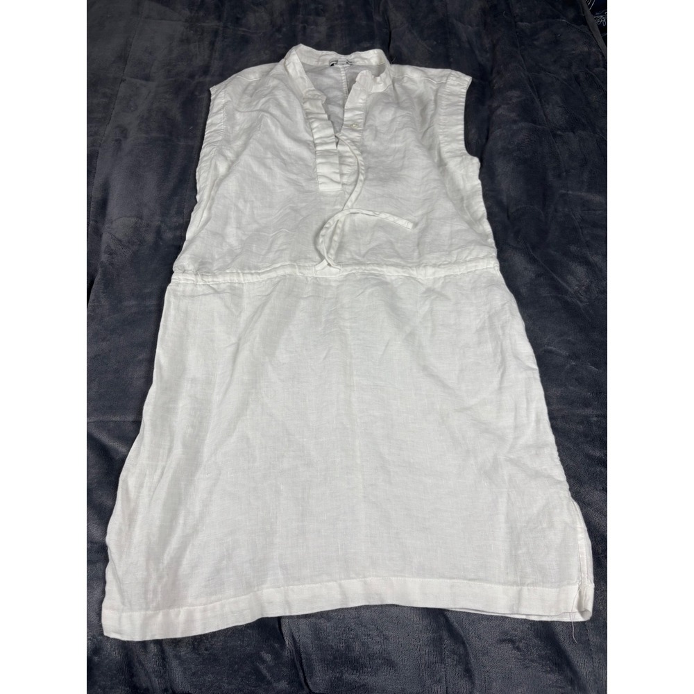 Standard James Perse White‎ 100% Linen Sleeveless Drawstring Dress Size 2